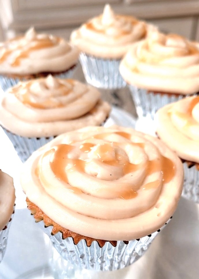 Almond Cupcake with Salted Caramel Buttercream Frosting