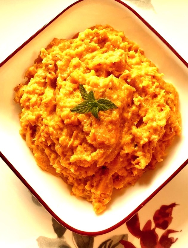 Slow Cooker Mashed Sweet Potatoes with Parmesan